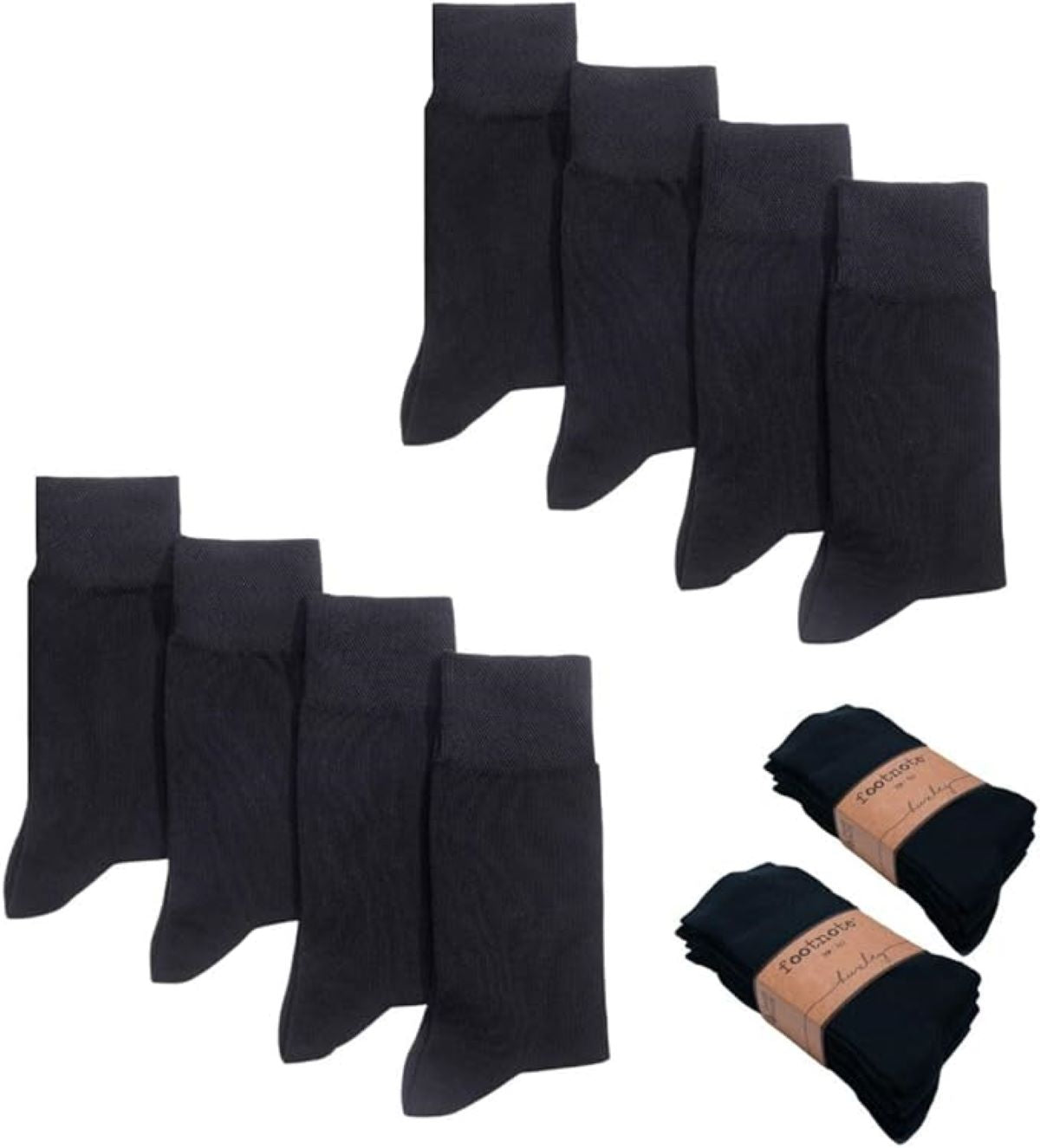 Footnote Bambussocken - hochwertig, atmungsaktiv, antibakteriell - 8 Paar