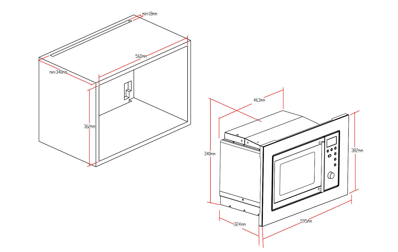 PKM Einbaumikrowelle MW800-20.8EB - Edelstahl 800Watt, 20 Liter