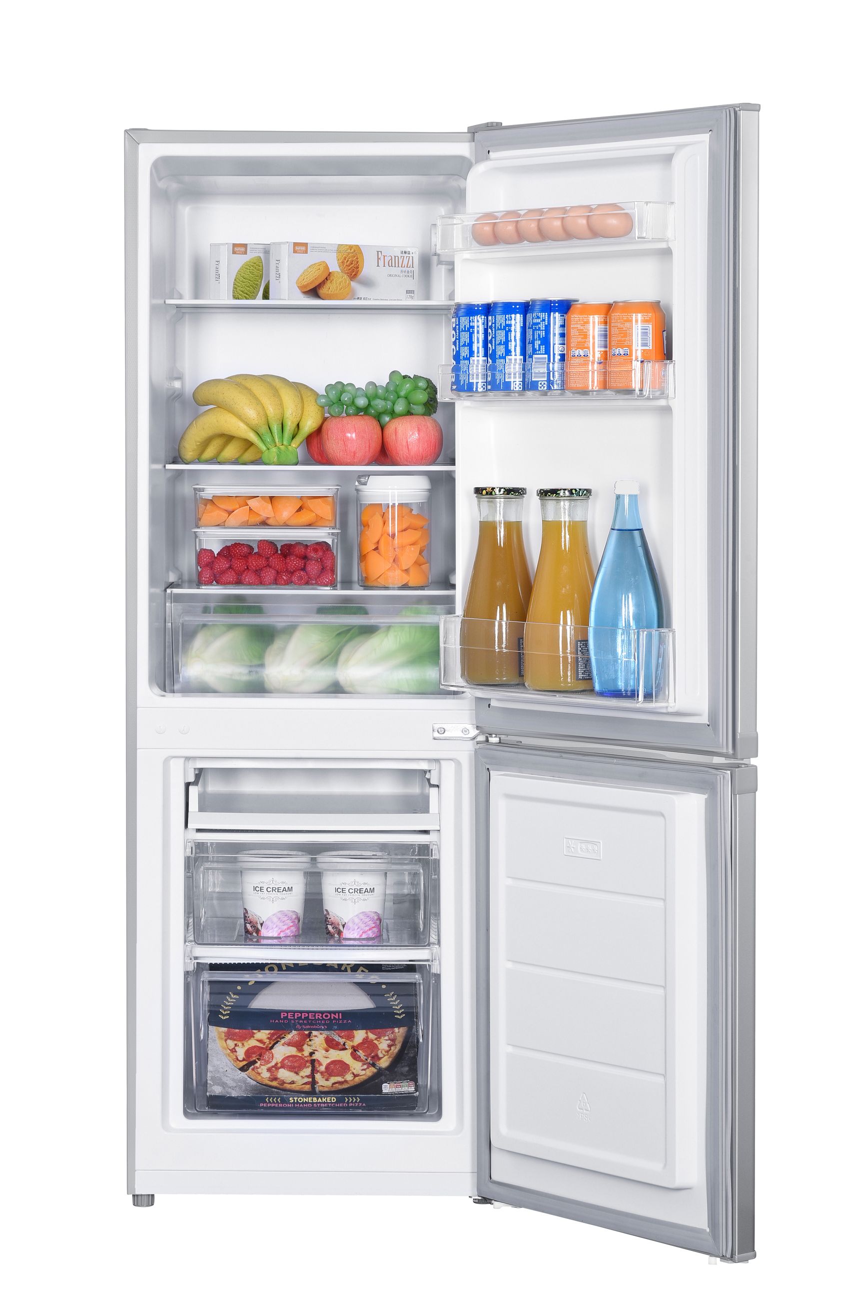 PKM Kühlgefrierkombination KG230KHEB schwarz 173L Kühlschrank LED