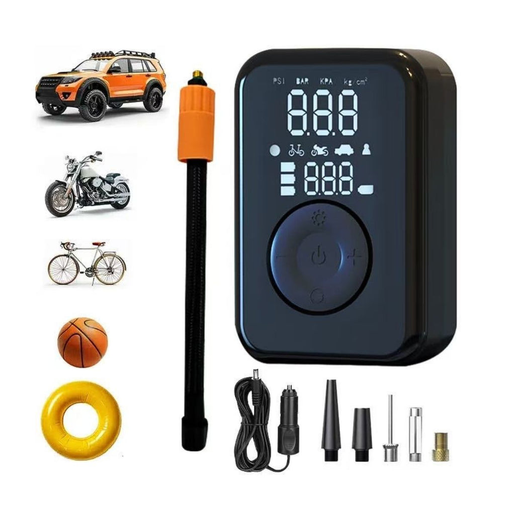 PATONA elektrische Luftpumpe 10,3 bar / 150 PSI | tragbarer Akku-Kompressor mit LED, SOS-Licht & Powerbank