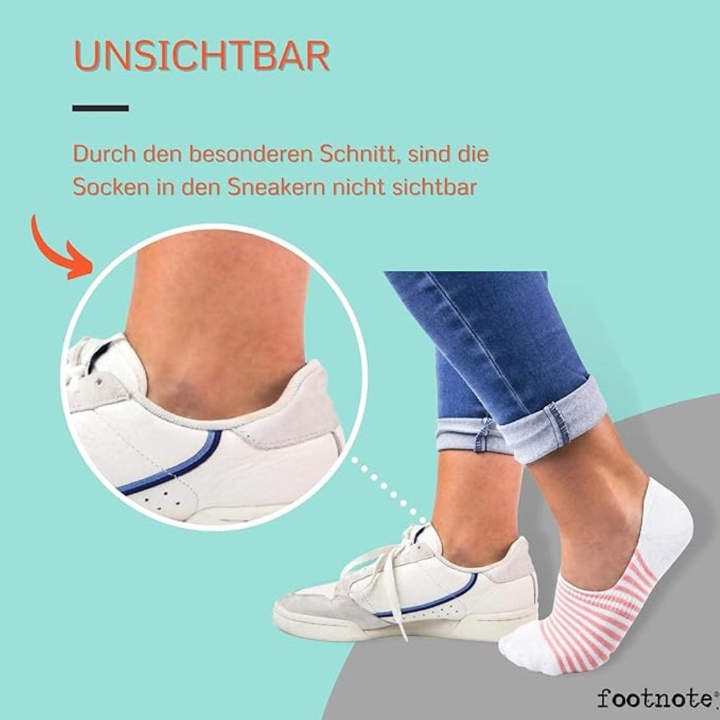 Footnote Füßlinge - unsichtbare Low Cut Sneakersocken mit Silikon - 8 Paar