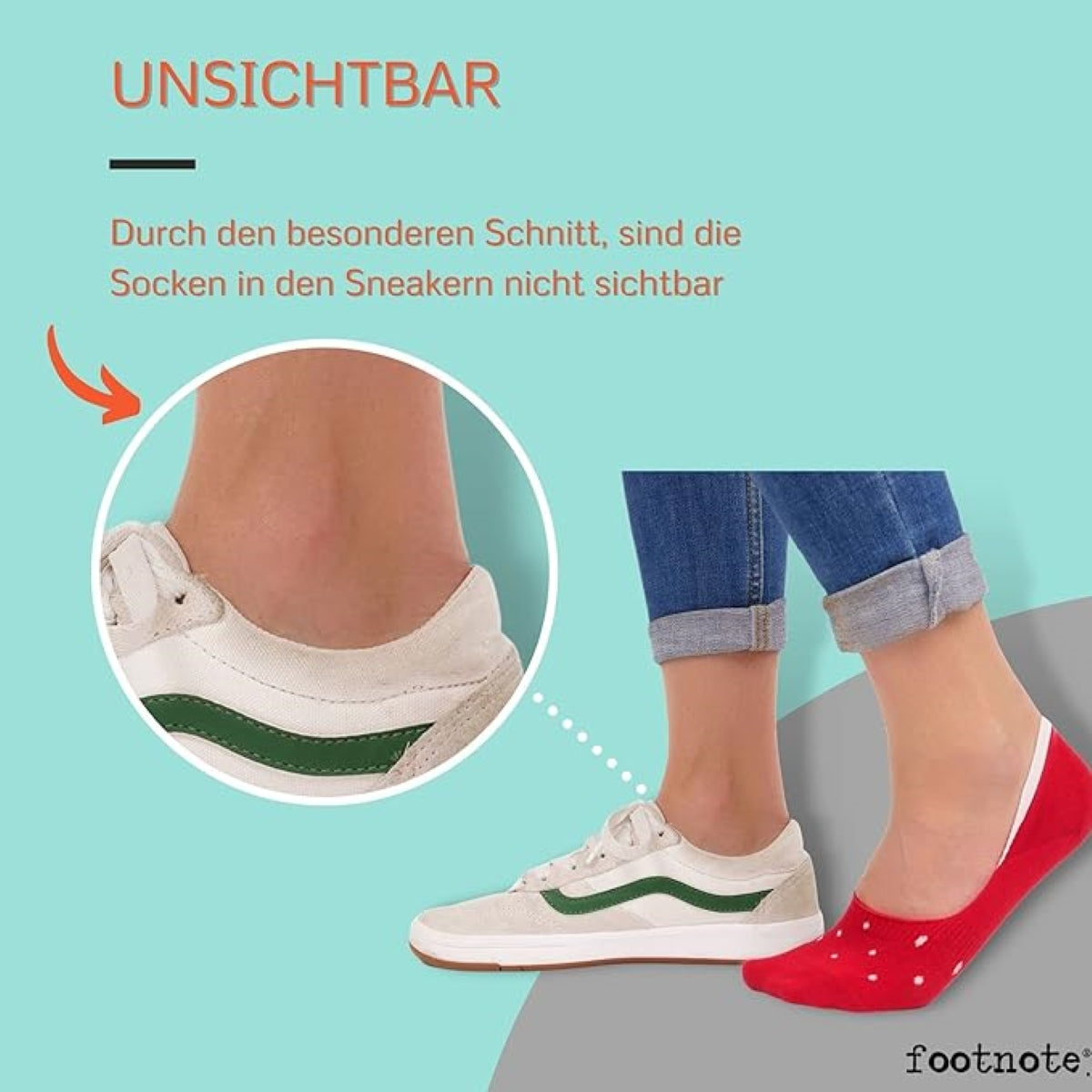 Footnote Füßlinge - unsichtbare Low Cut Sneakersocken mit Silikon - 8 Paar
