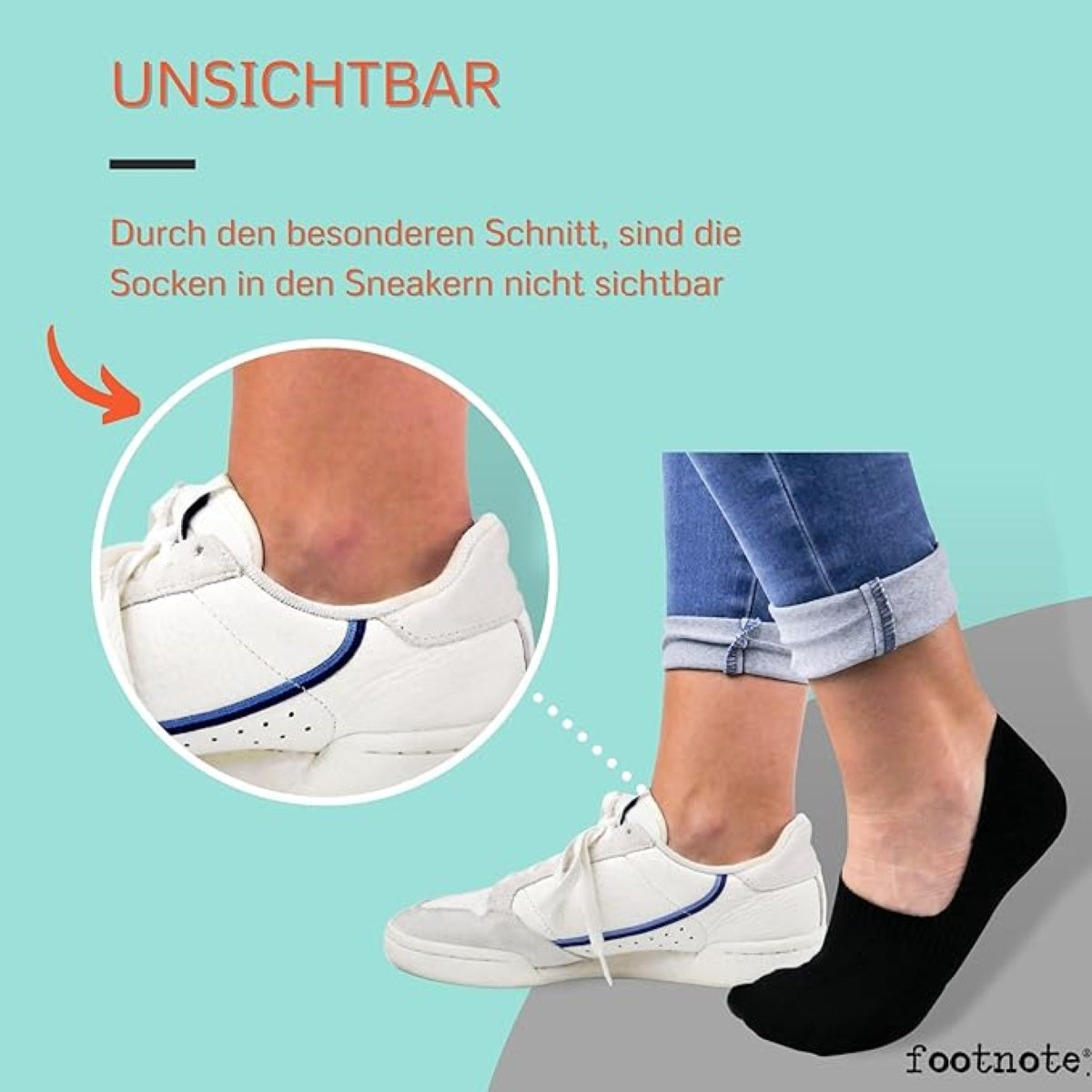 Footnote Füßlinge - unsichtbare Low Cut Sneakersocken mit Silikon - 8 Paar