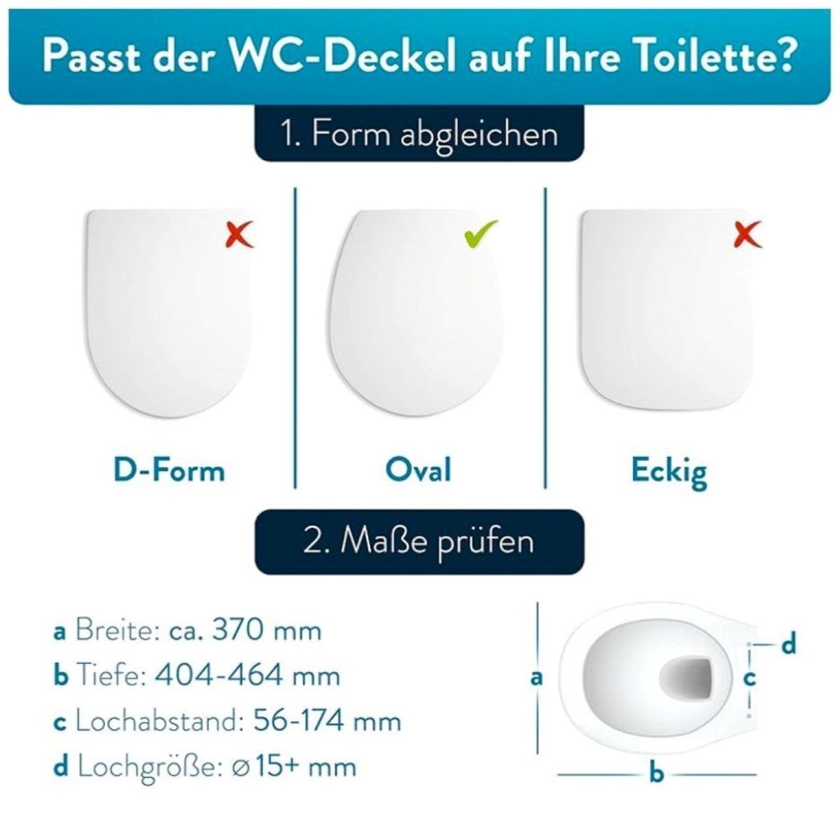 eVendix WC-Sitz Duroplast mit Absenkautomatik & Easy-Fix Clip-System
