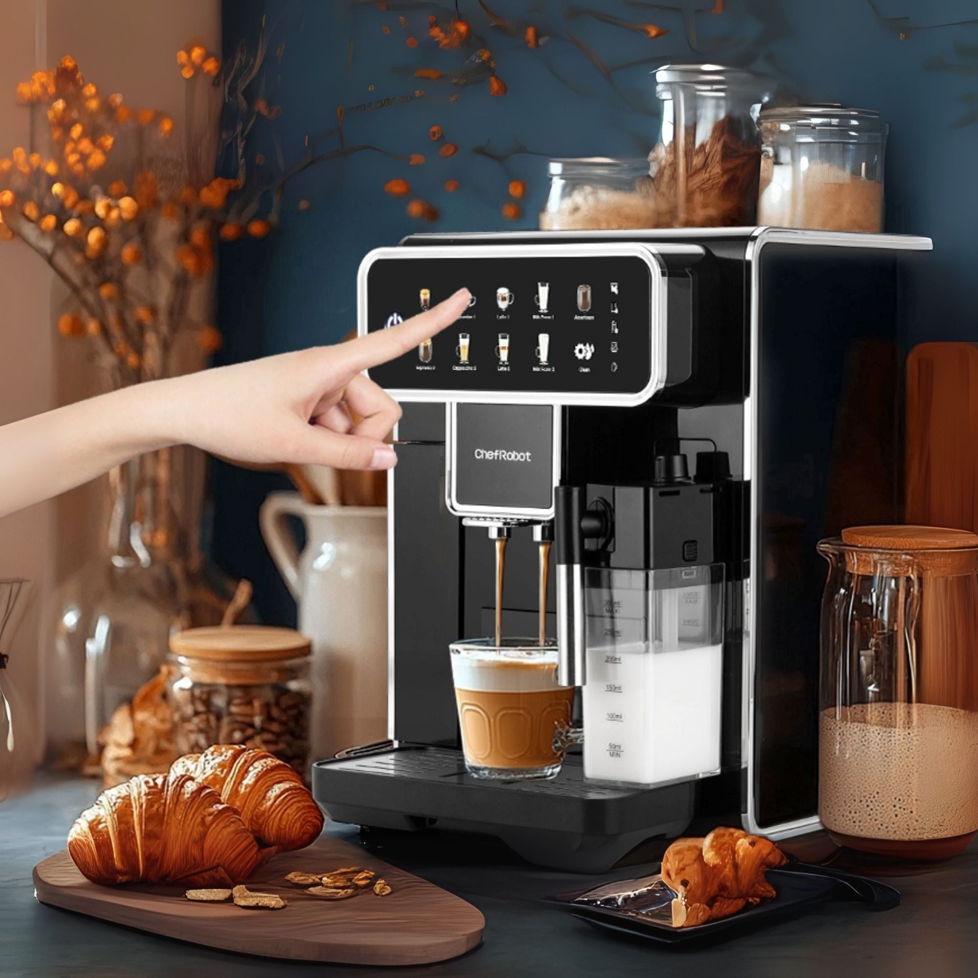 ChefRobot Kaffeevollautomat, 4 Sorten, Touchscreen, 1,5 l, selbstreinigend