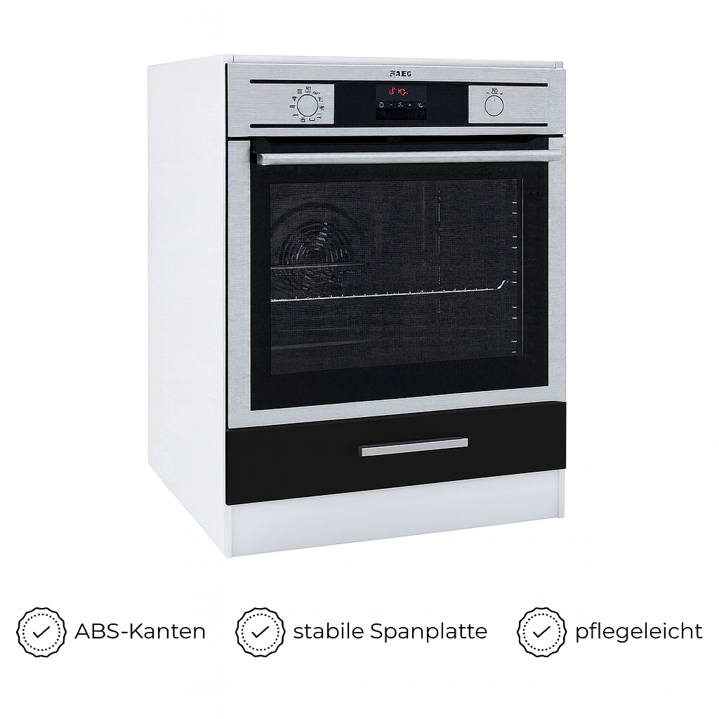 Kontor-Hermsen Unterschrank 60 cm Backofenschrank Schwarz