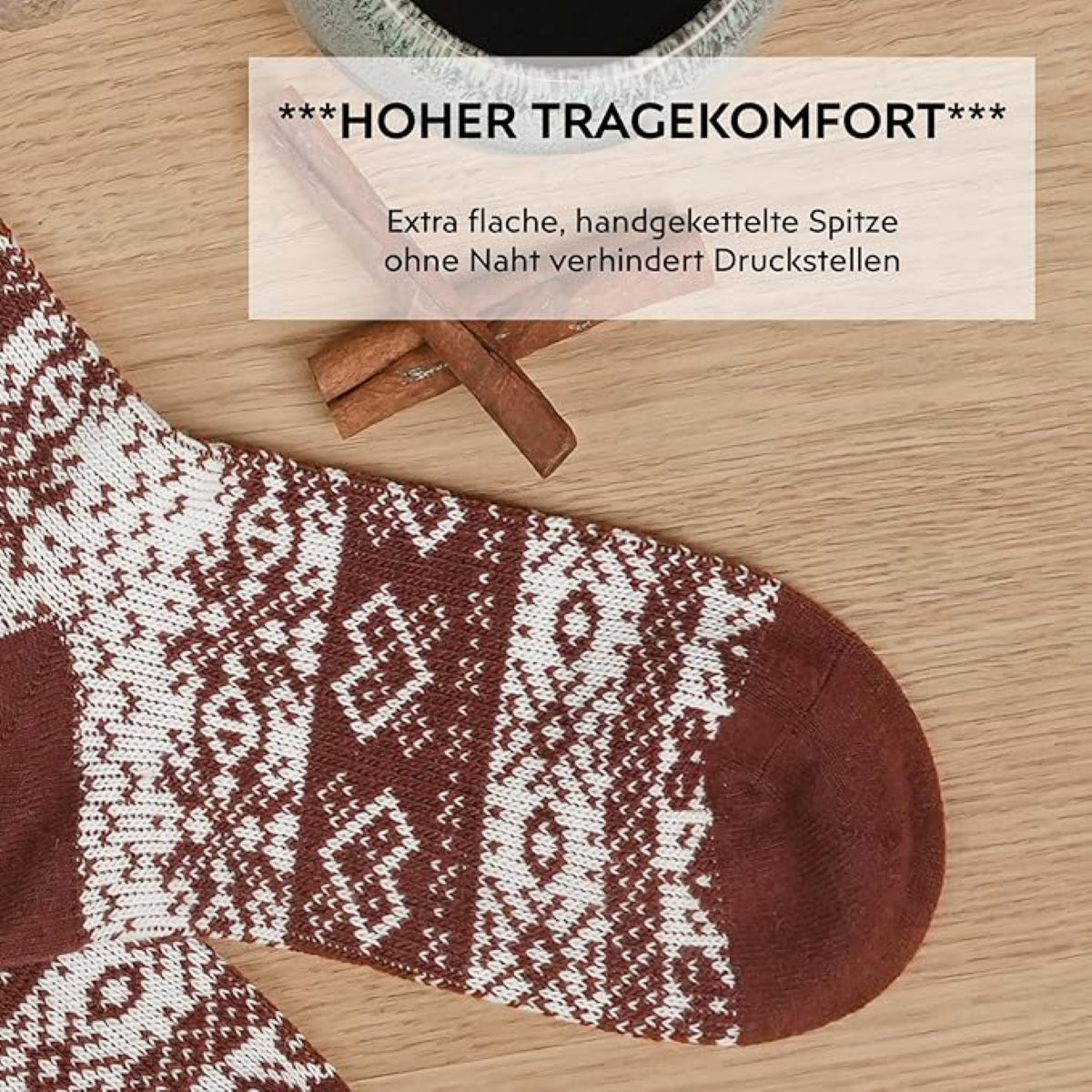 Footnote Wollsocken - 40% Wolle, atmungsaktiv und wärmend - 2 Paar (grau & rot)