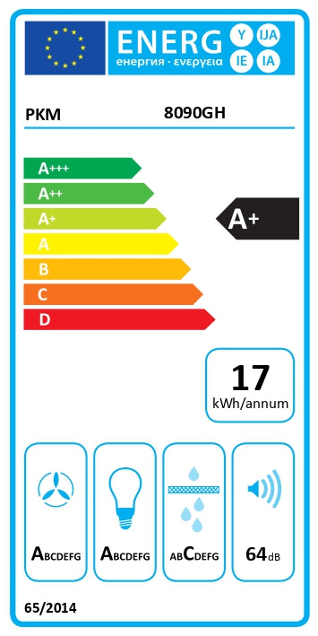 PKM Wandhaube 8090GH A+ 90 cm Edelstahl Glas schwarz