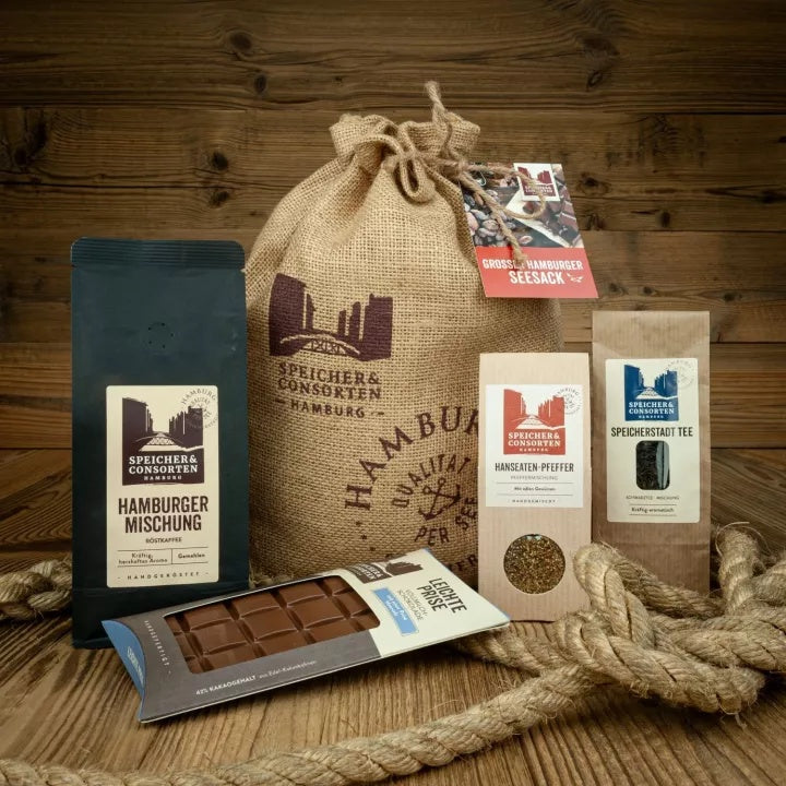 Speicher & Consorten Geschenkeset „Großer Seesack“ Kaffee, Tee & Schokolade