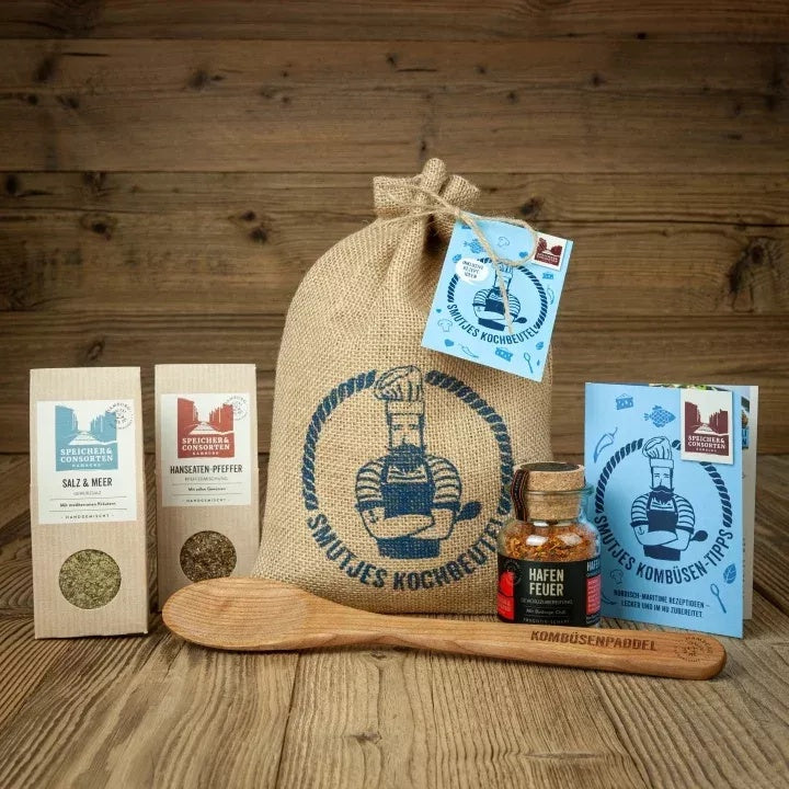 Speicher & Consorten Geschenkeset „Smutjes Kochbeutel“ 3 Gewürze & Kochlöffel