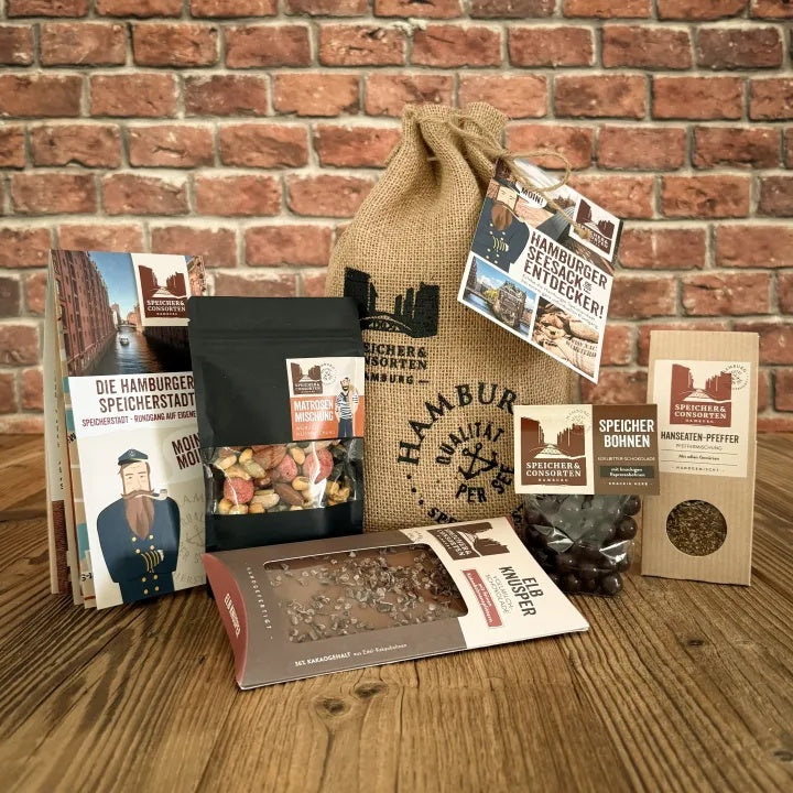 Speicher & Consorten Geschenkeset „Seesack für Entdecker“ Schokolade & Nüsse