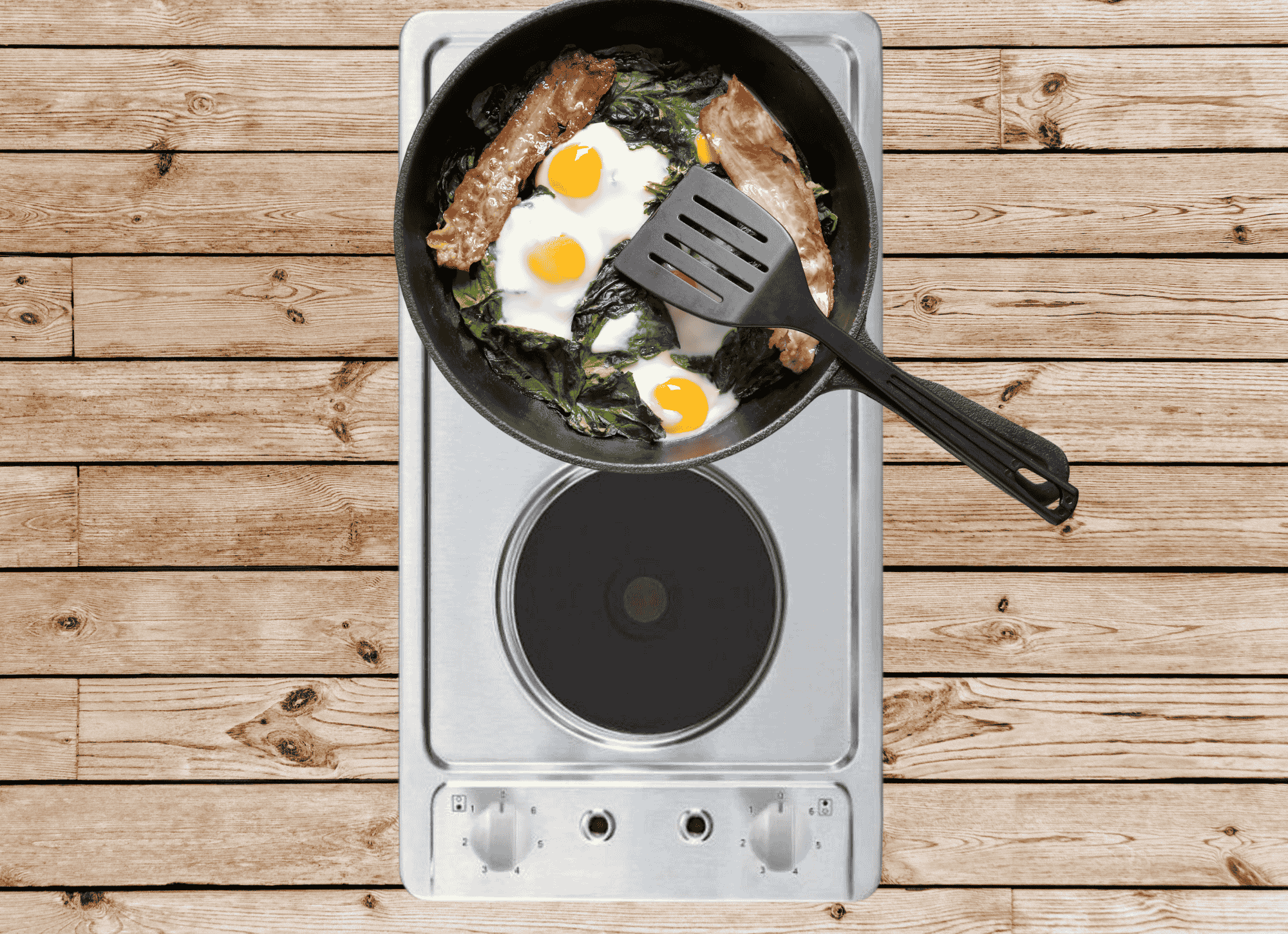 PKM Doppelkochfeld KF-GE-2F - autark, Doppelkochplatte, Edelstahl, 2 Kochfelder