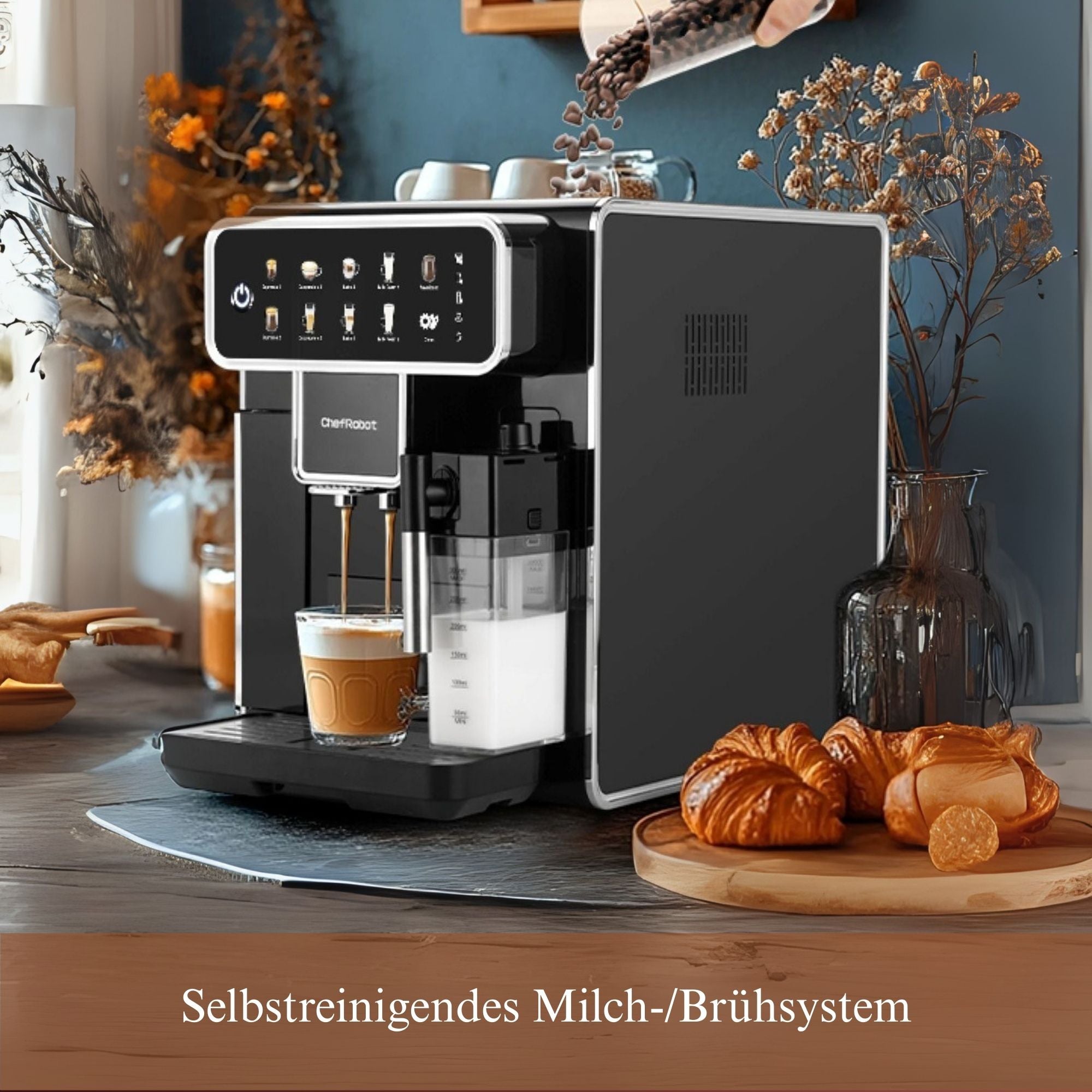 ChefRobot Kaffeevollautomat, 4 Sorten, Touchscreen, 1,5 l, selbstreinigend
