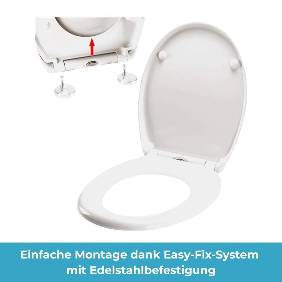 eVendix WC-Sitz Duroplast mit Absenkautomatik & Easy-Fix Clip-System