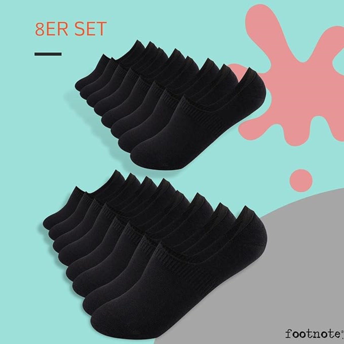 Footnote Füßlinge - unsichtbare Low Cut Sneakersocken mit Silikon - 8 Paar