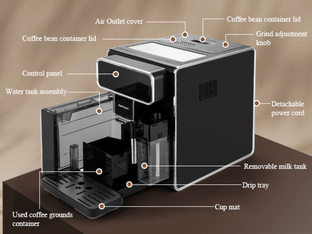 ChefRobot Espresso-Vollautomat, 4 Kaffeesorten, Touchscreen, 1,5 l, selbstreinigend