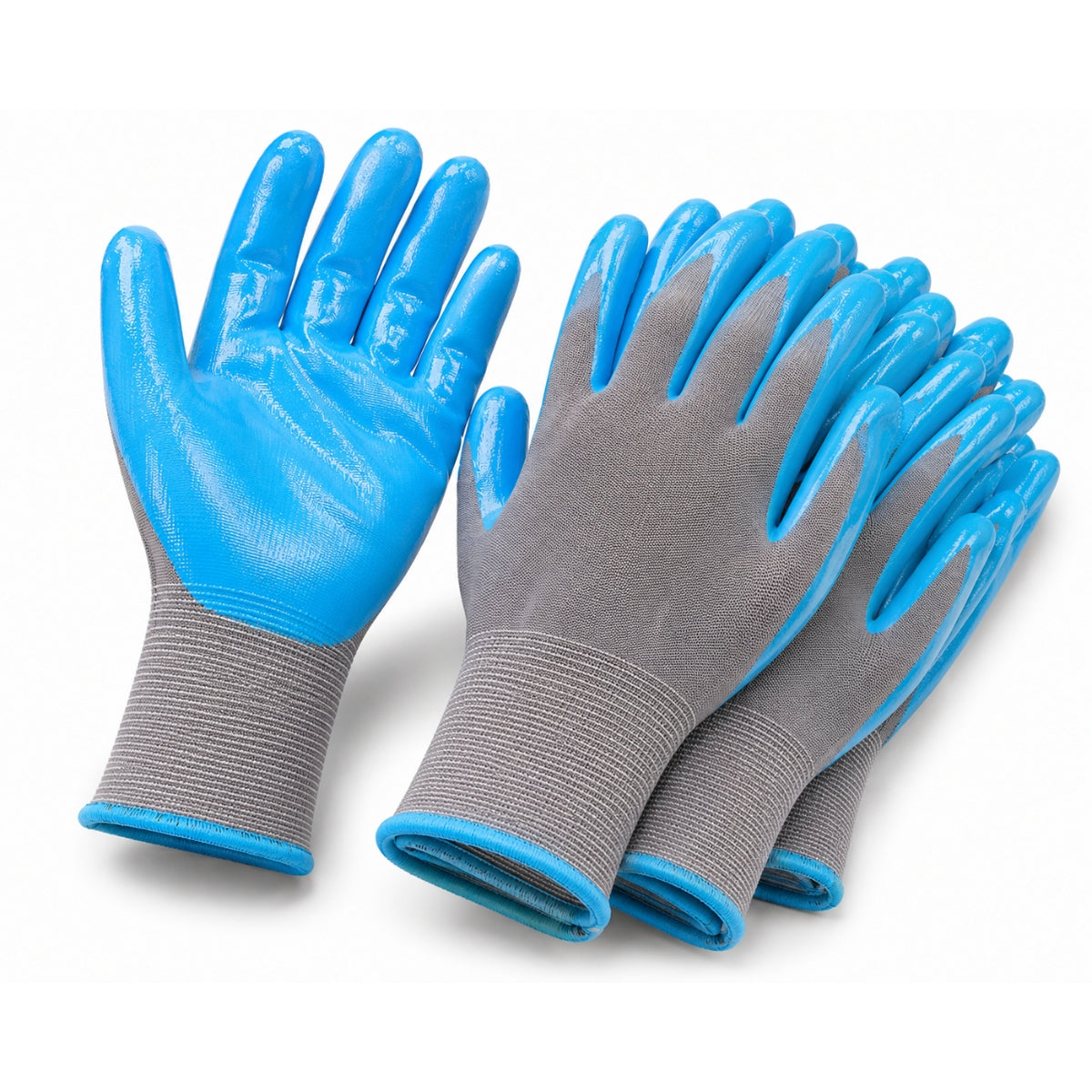 eVendix Gartenhandschuhe Größe M Blau Grau 10 Paar, rutschfeste, ideal für Garten