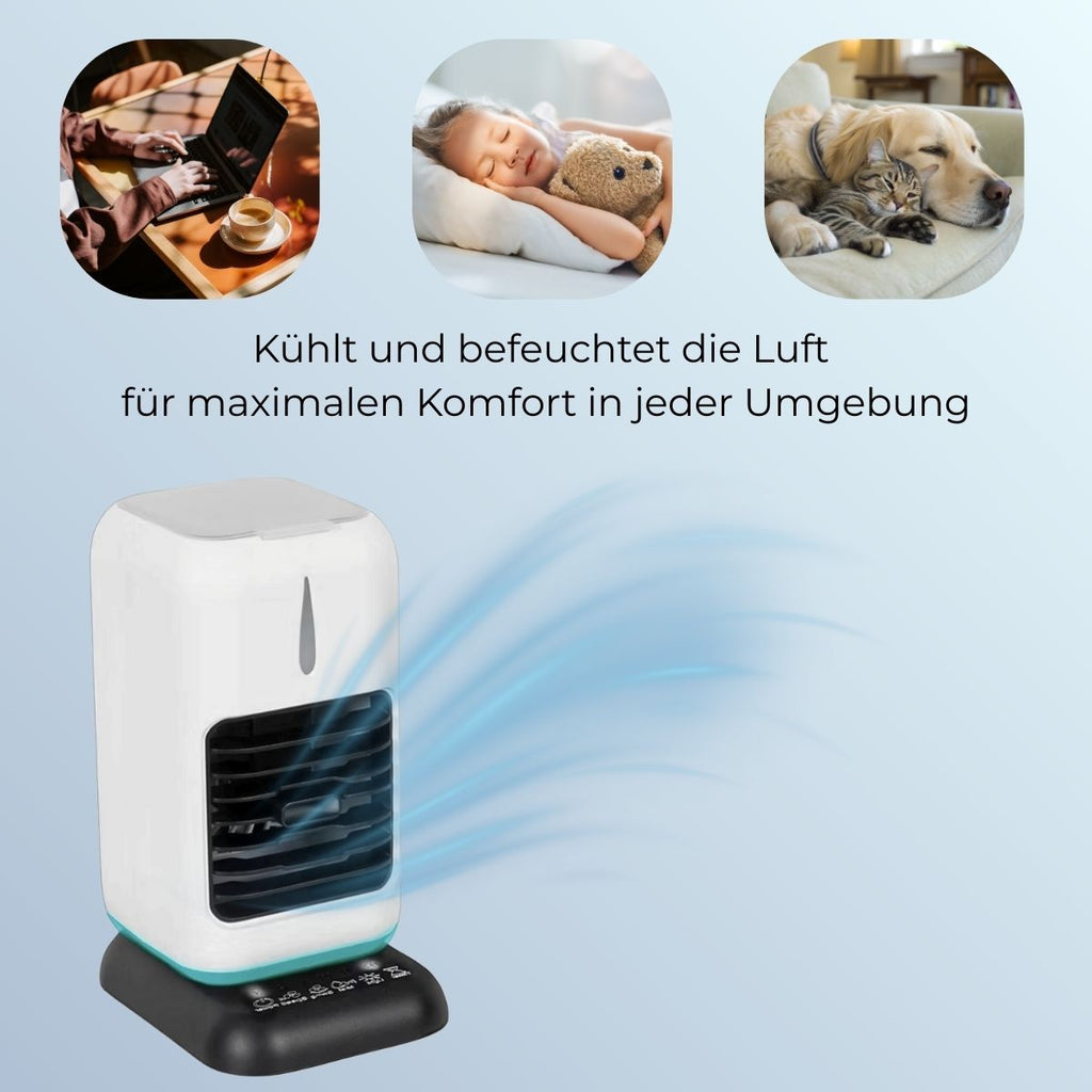 Ambiano Tischluftkühler mit LED, Timer, 3 Stufen & 450ml Tank