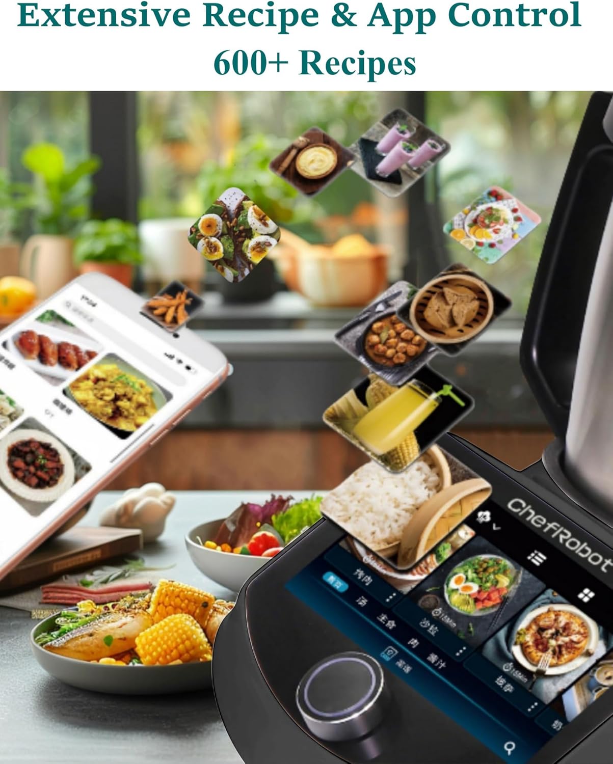 ChefRobot UltraCook CR-7, All-in-One-Küchenmaschine, smart 3 l, 7-Zoll-TFT-Bildschirm