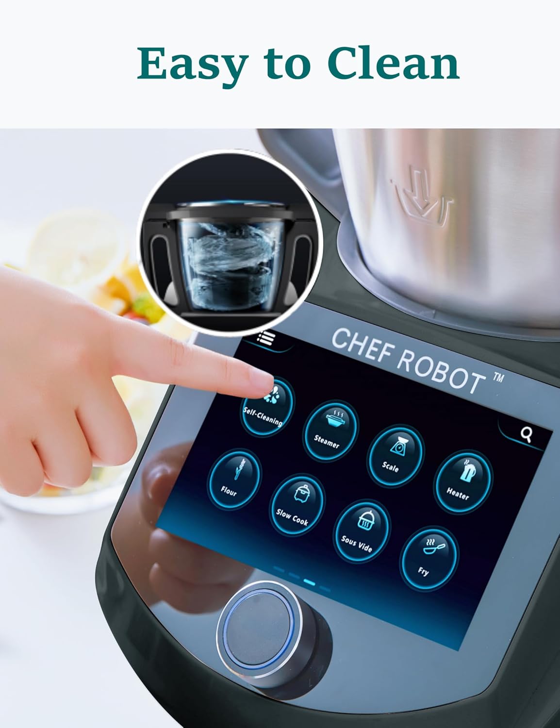 ChefRobot UltraCook CR-7, All-in-One-Küchenmaschine, smart 3 l, 7-Zoll-TFT-Bildschirm