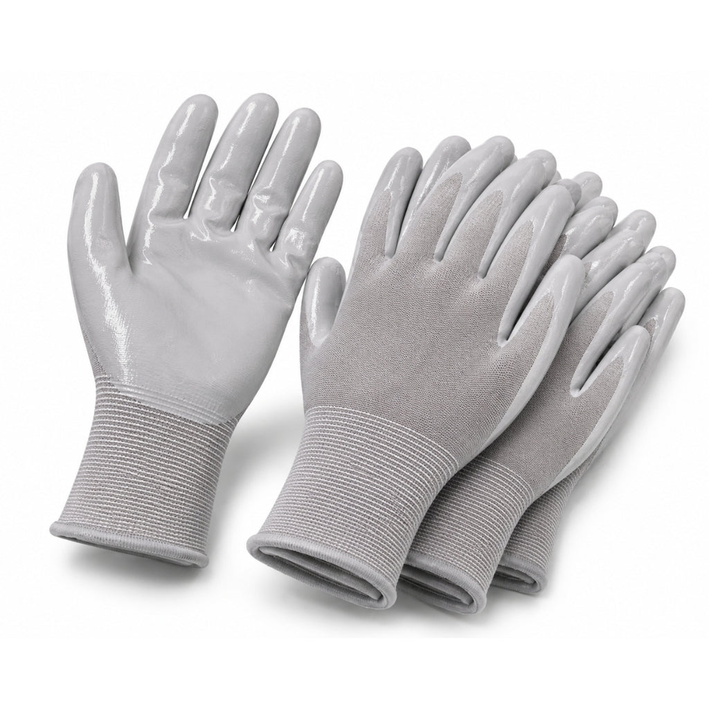 eVendix Gartenhandschuhe unisex mit Gripbeschichtung – Atmungsaktive Arbeitshandschuhe für Gartenarbeit, Pflanzen, Unkraut & Balkon – 10 Paar M Größe Grau