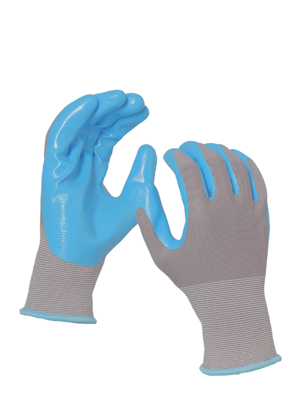 eVendix Gartenhandschuhe unisex mit Gripbeschichtung – Atmungsaktive Arbeitshandschuhe für Gartenarbeit, Pflanzen, Unkraut & Balkon – 10 Paar M Größe Blau\Grau
