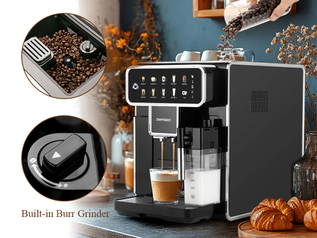 ChefRobot Espresso-Vollautomat, 4 Kaffeesorten, Touchscreen, 1,5 l, selbstreinigend