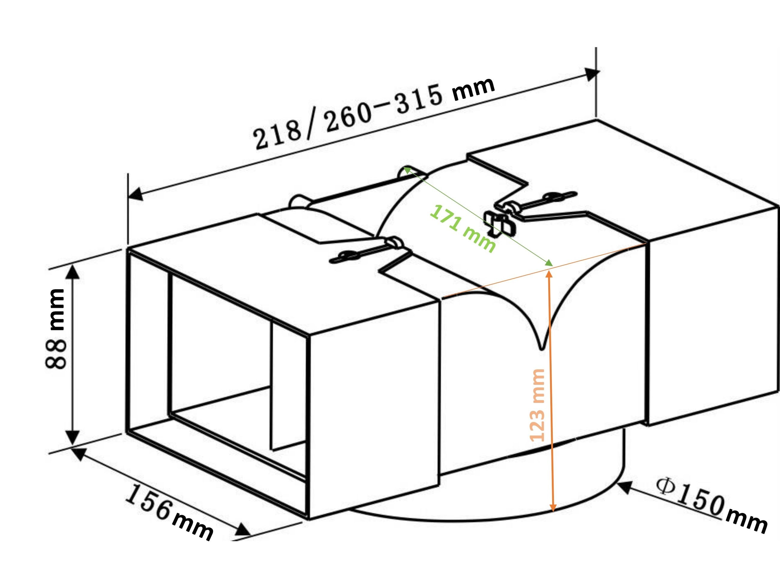 PKM Umluftweiche AT150-4 Universal für Dunstabzugshauben, inkl. Befestigungsmaterial