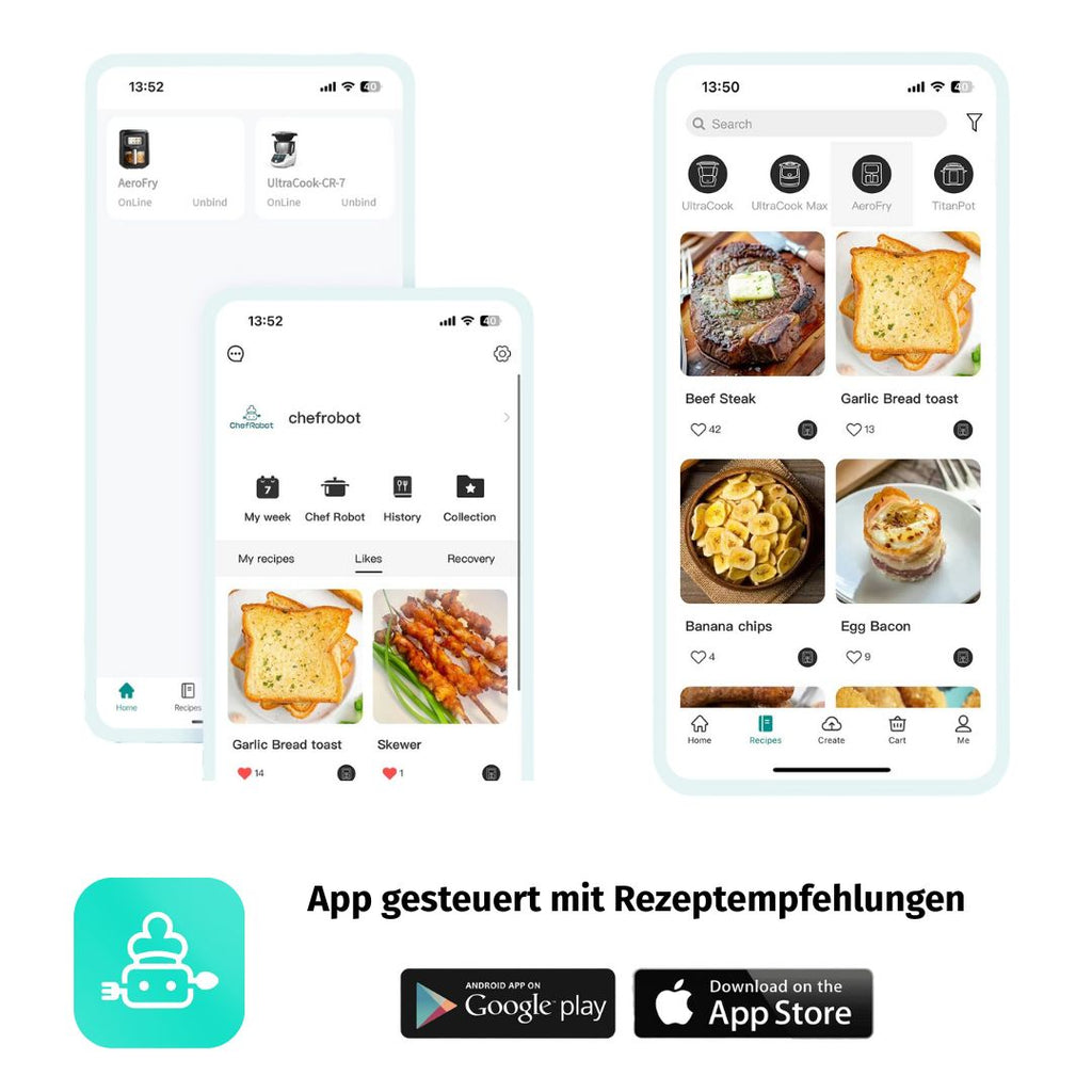 ChefRobot Smart Airfryer 6,5L mit App, Waage & Auto-Kochzeit, TFT Touch (EN/ES)