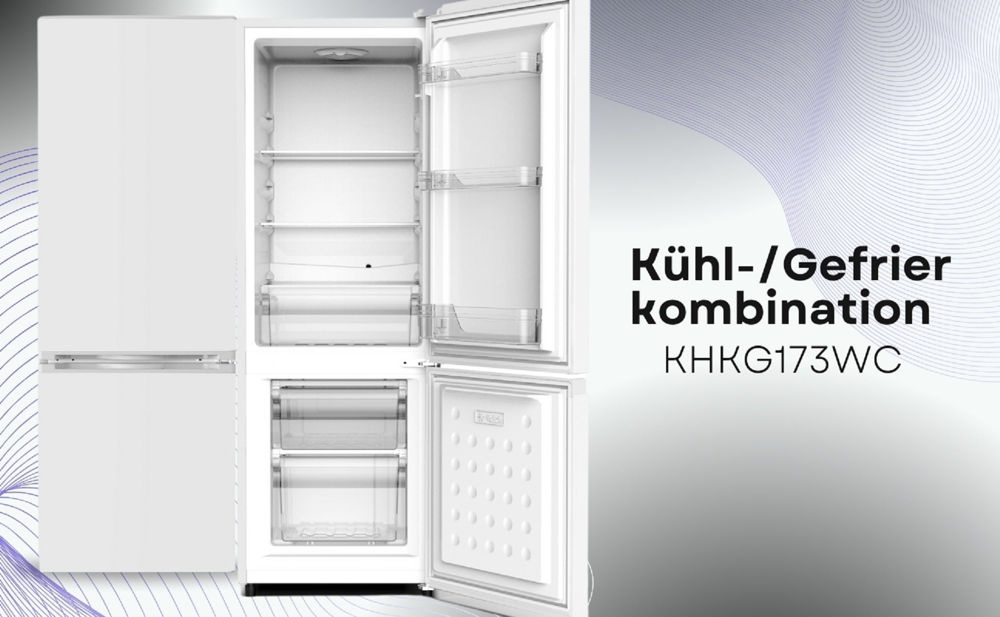 PKM Kühlgefrierkombination KHKG173WC weiß 161L Kühlschrank LED
