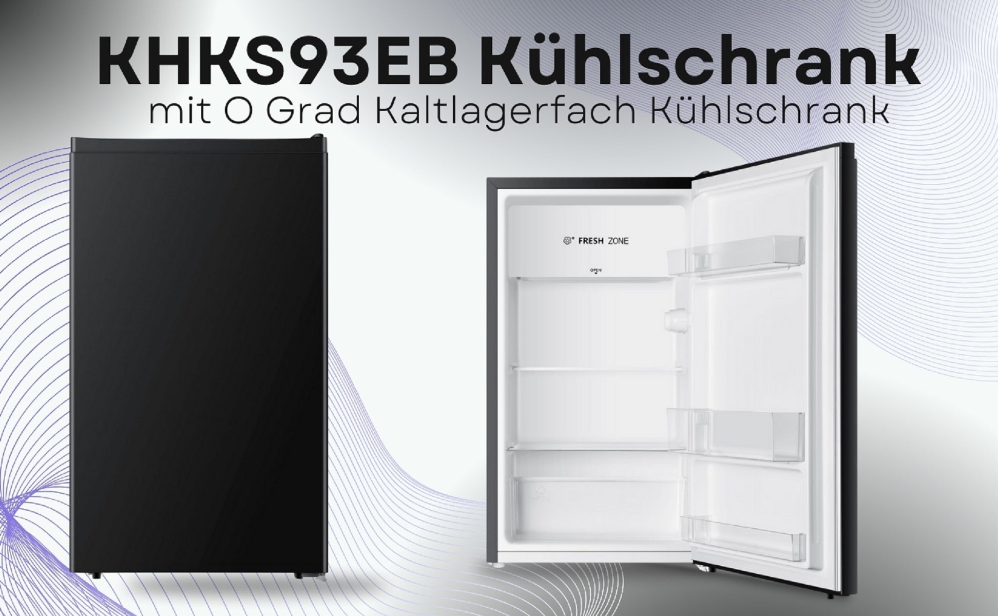 PKM Kühlschrank KHKS93EB - schwarz, 94L, Freistehend, mit Kaltlagerfach, 84 cm