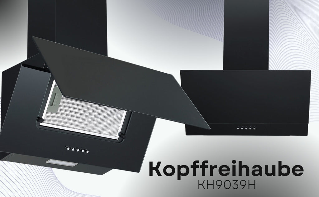 PKM Kopffreihaube KH9039H Glas moderne Dunstabzugshaube schwarz 60cm