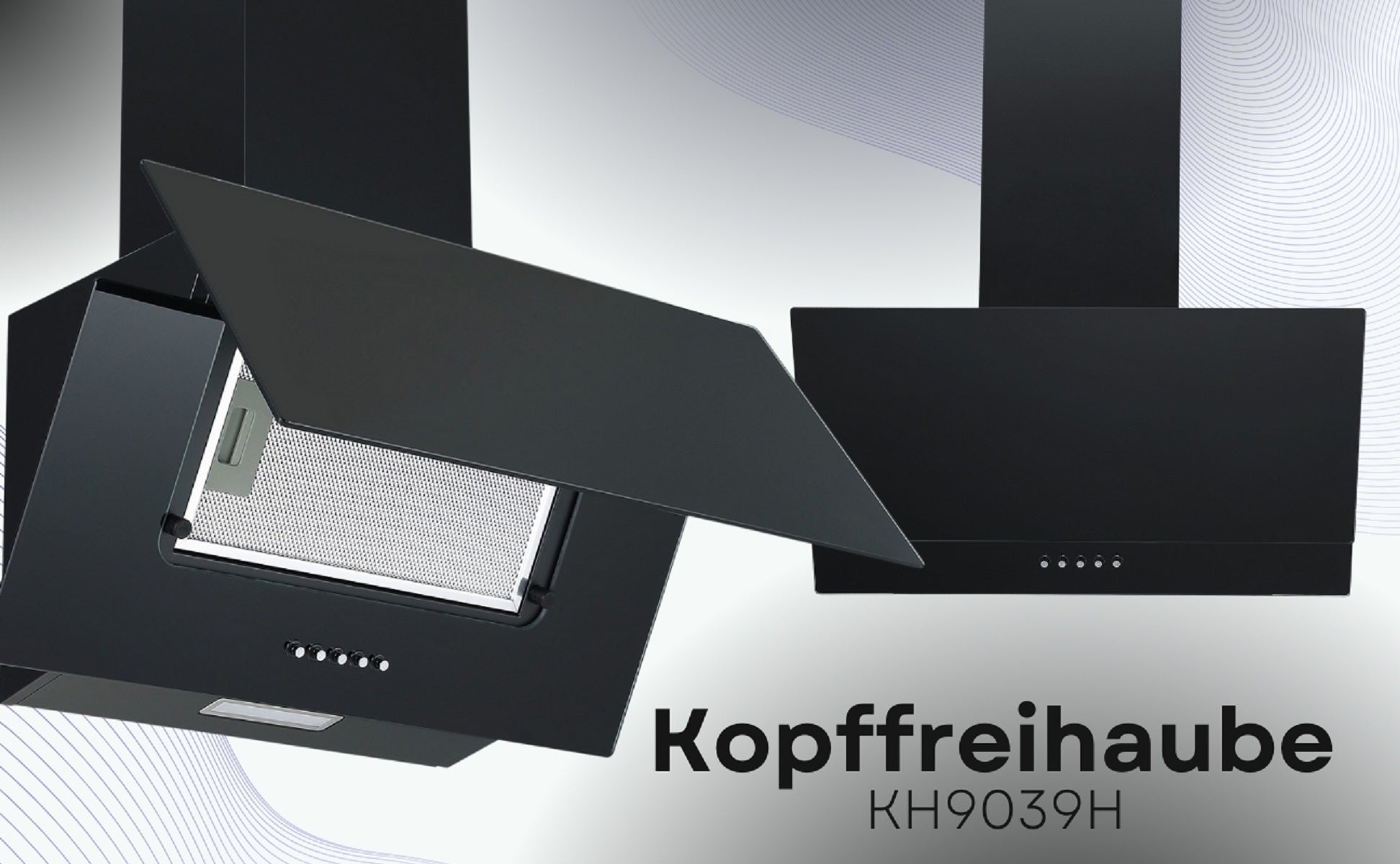 PKM Kopffreihaube KH9039H Glas moderne Dunstabzugshaube schwarz 60cm