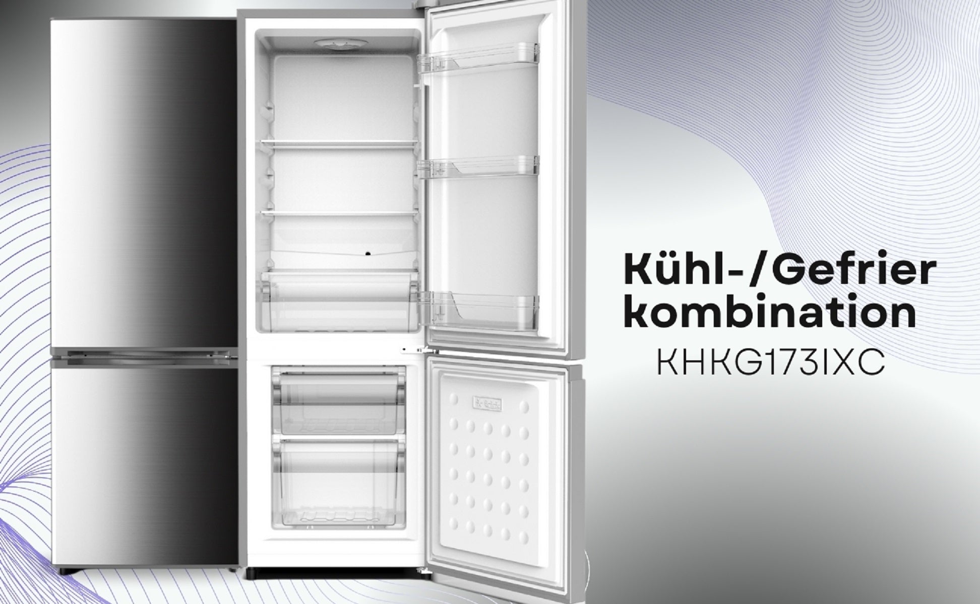 PKM Kühl Gefrierkombination KHKG173IXC Inox 161 L LED