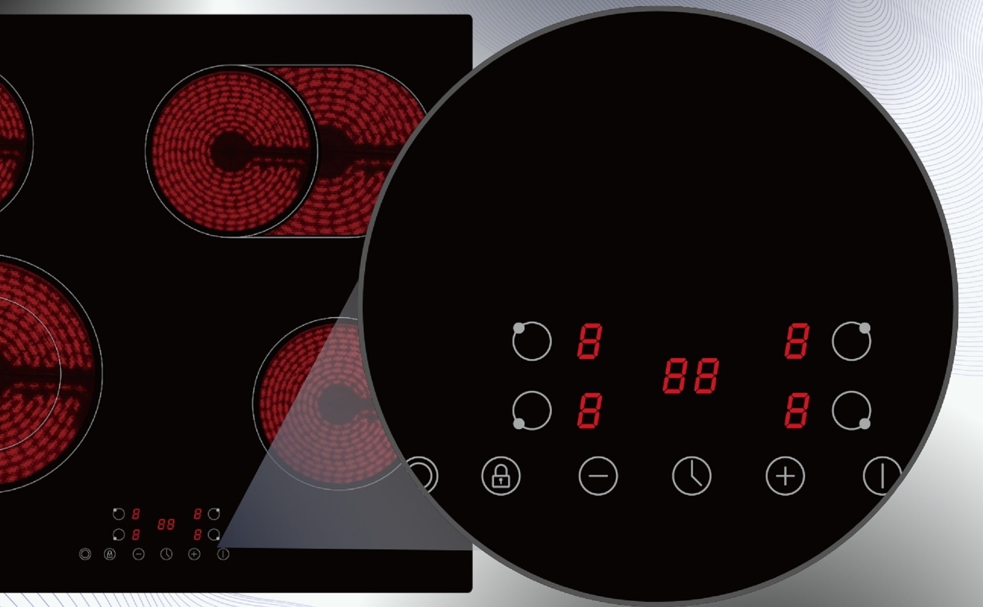 PKM Kochfeld KHKF4-2KB G, autark Einbau 60cm Glaskeramik Bräterzone