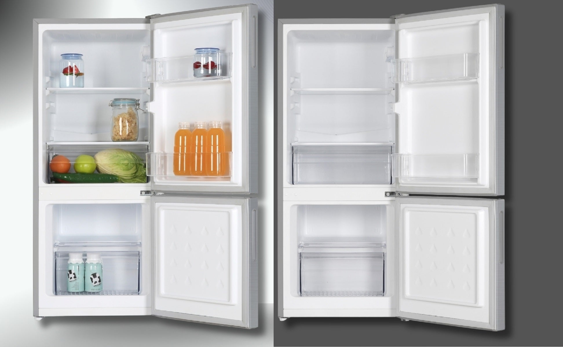 PKM Kühlgefrierkombination KHKG117ES Silber, 117 L – 4-Sterne-Gefrierfach, LED, 39 dB