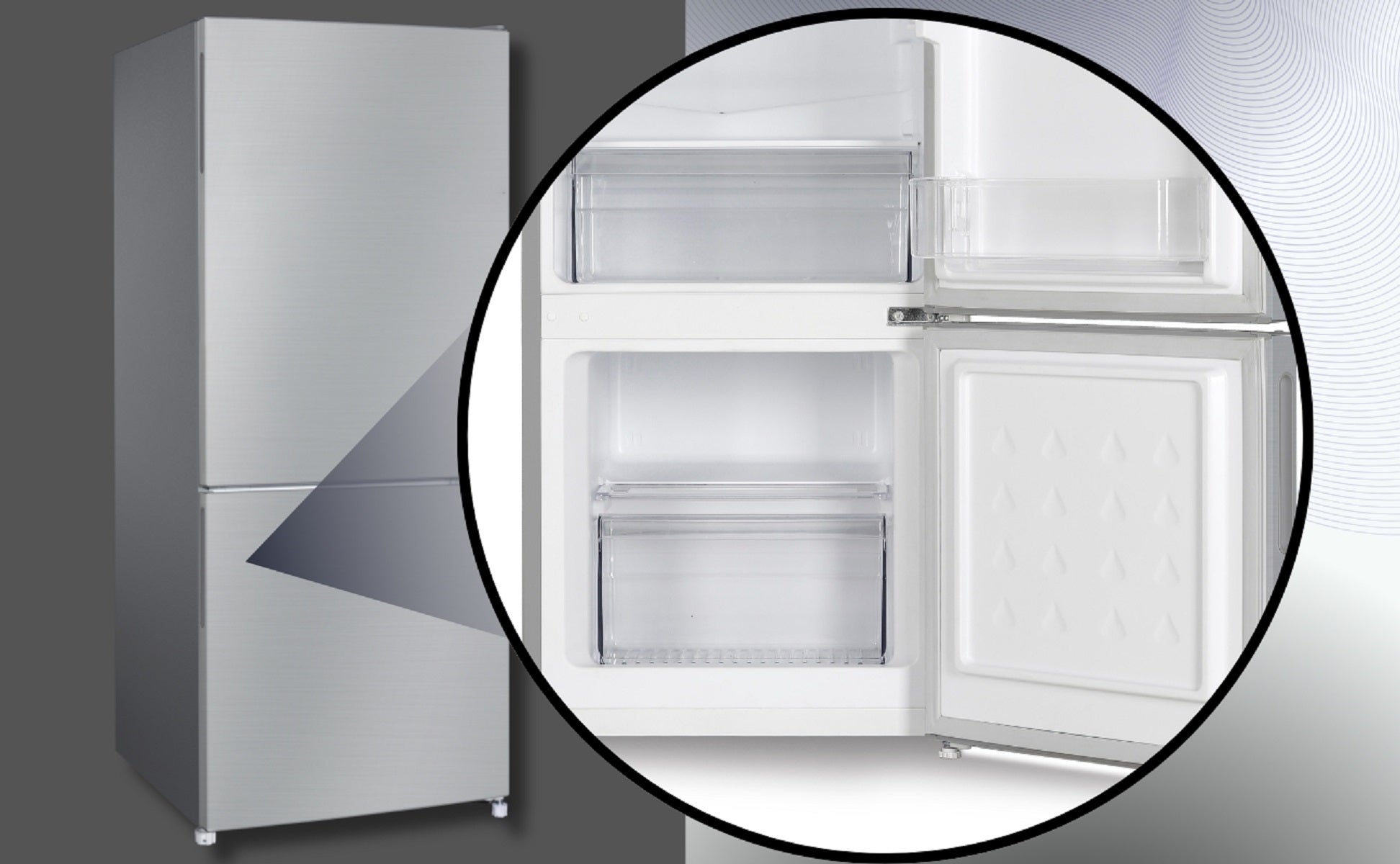 PKM Kühlgefrierkombination KHKG117ES Silber, 117 L – 4-Sterne-Gefrierfach, LED, 39 dB