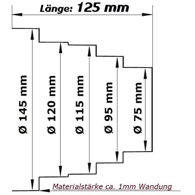 Reduzierstück Dunstabzugshaube Adapter 80 100 120 125 150 mm Rohr