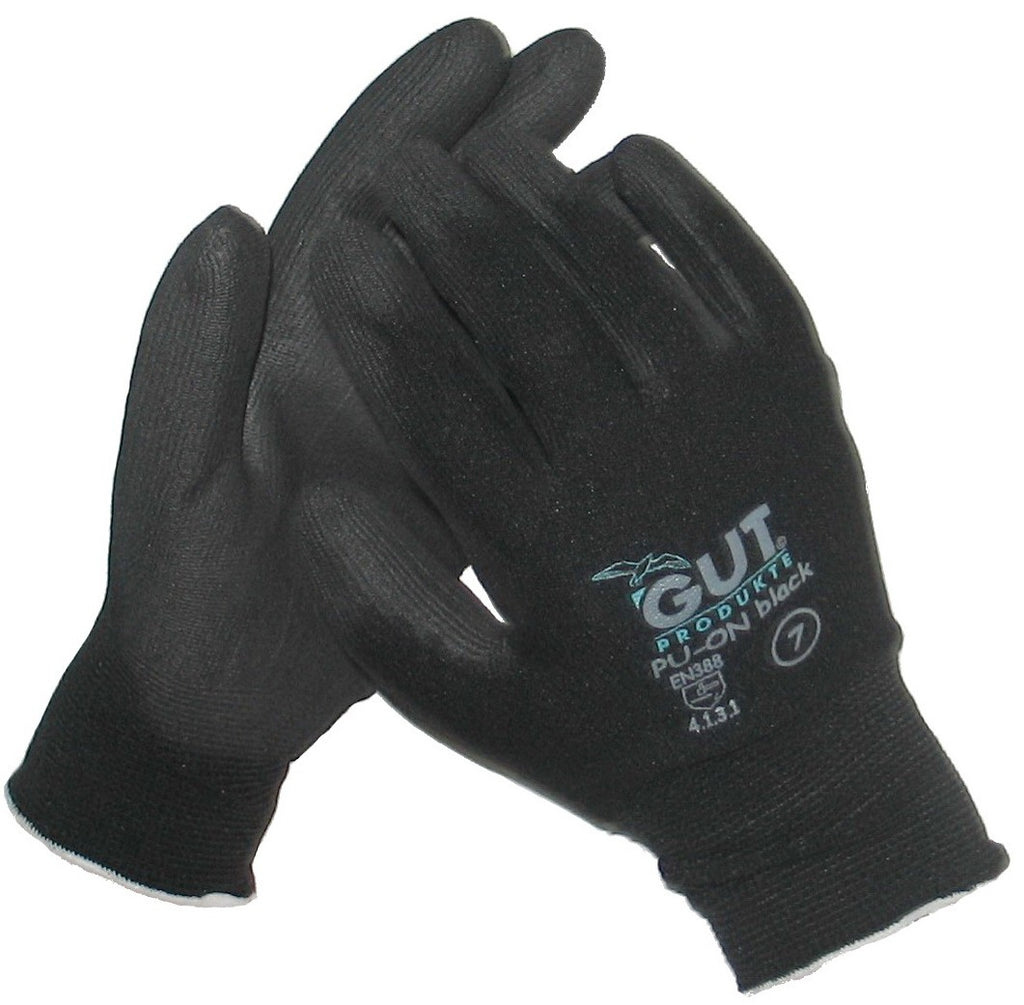 GUT PU-ON Black Arbeitshandschuhe 12 Paar PU Gr. 9–11