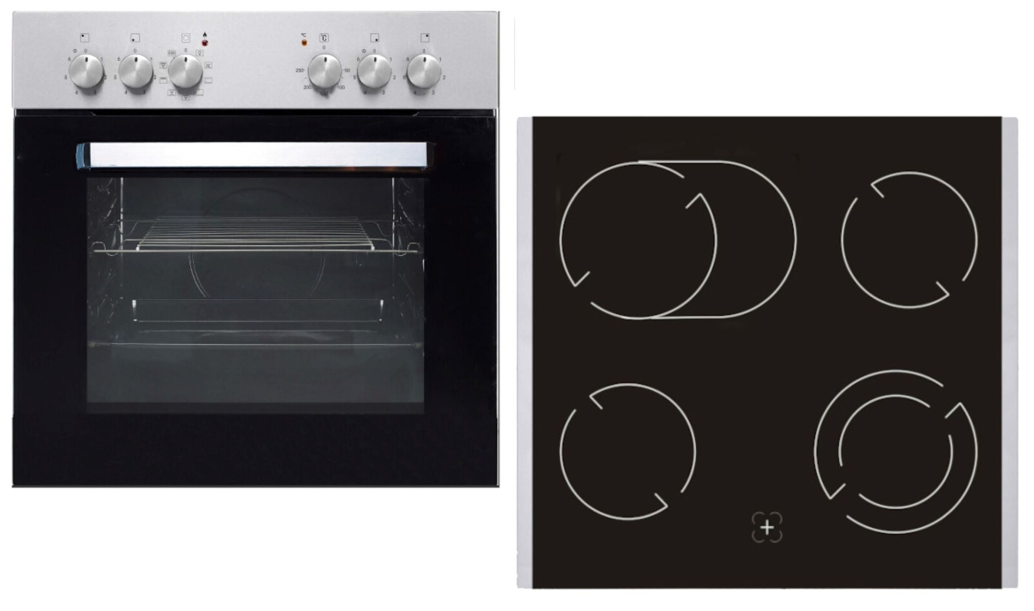 PKM Elektro-Herd-Set KH-BIC7-2KB-GK-IX mit Ofen und Glaskeramikkochfeld