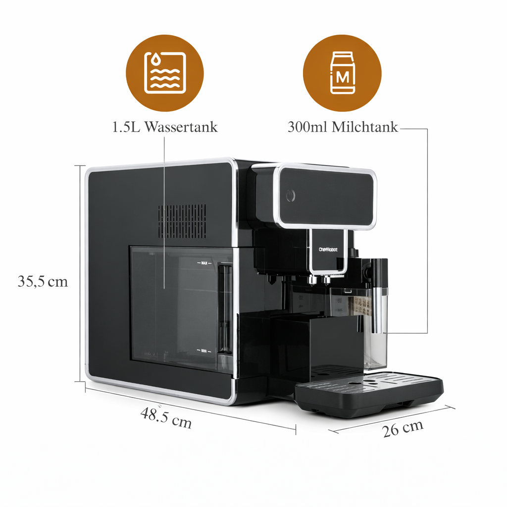 ChefRobot Espresso-Vollautomat, 4 Kaffeesorten, Touchscreen, 1,5 l, selbstreinigend