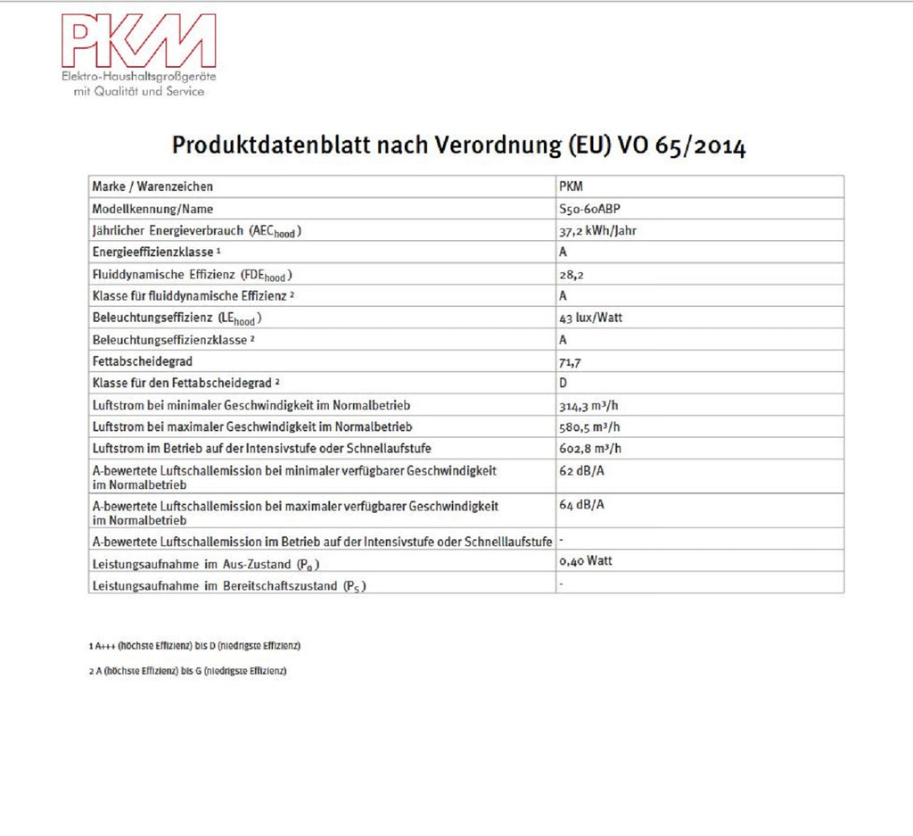 PKM Kopffreihaube S50-60ABP - 60cm, schwarz, Dunstabzugshaube mit Randabsaugung