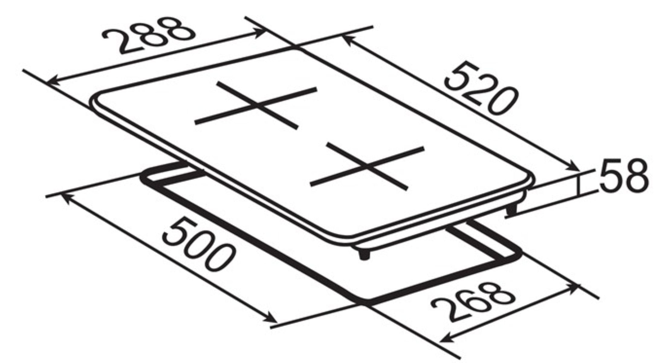 PKM Doppelkochfeld EB-DCF-2X - autark, flach, Glaskeramik, Domino 2 Kochfelder