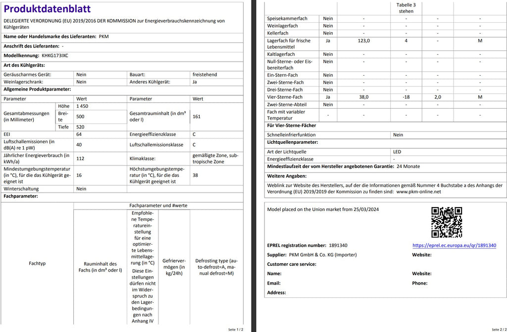 PKM Kühl Gefrierkombination KHKG173IXC Inox 161 L LED