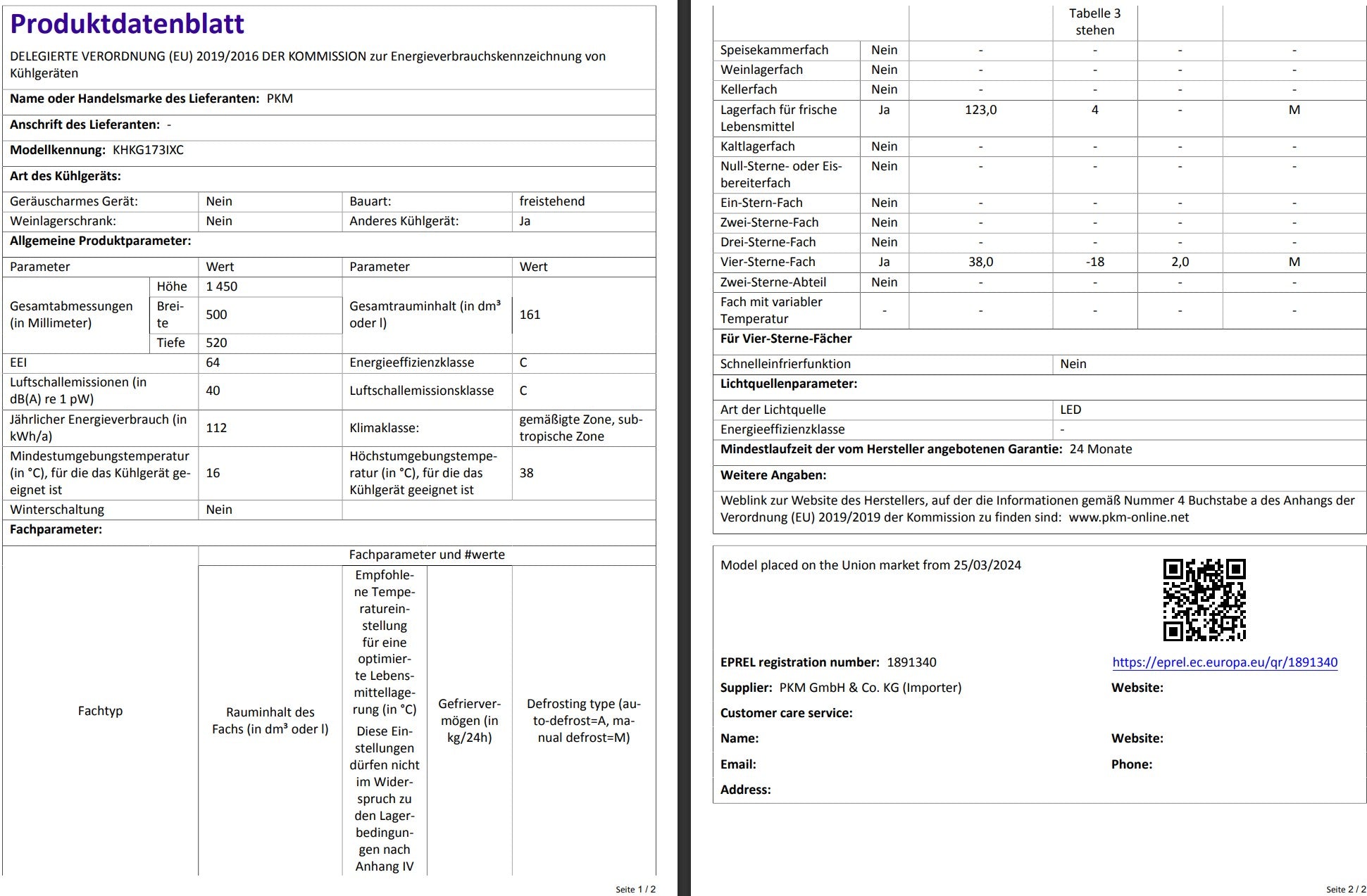 PKM Kühl Gefrierkombination KHKG173IXC Inox 161 L LED