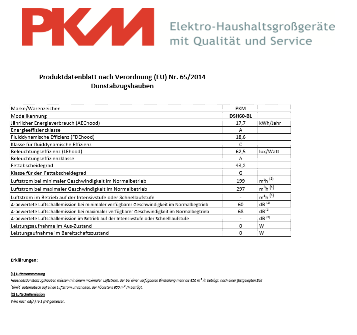 PKM Kopffreihaube DSH60-BL 60cm Glas schwarz Dunstabzugshaube Umluft Abluft LED