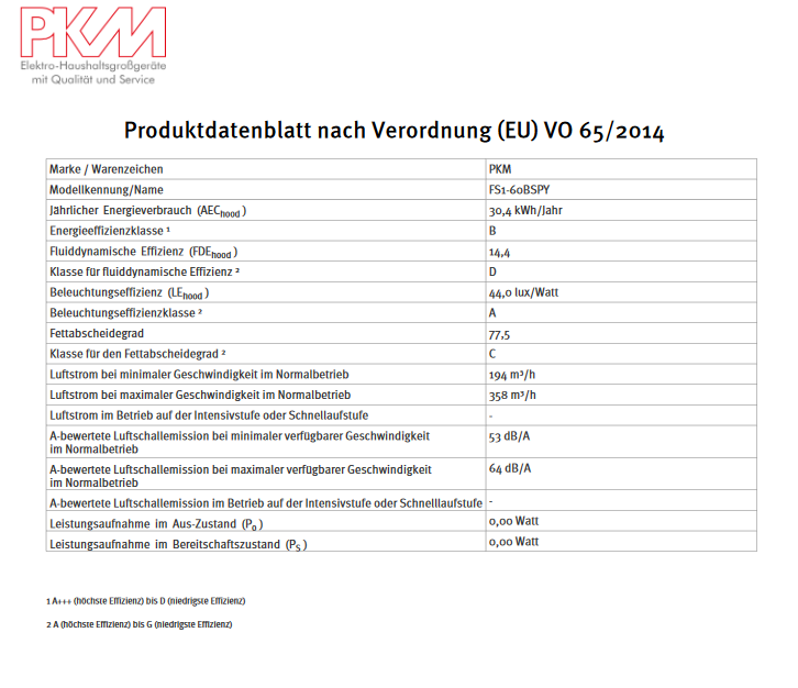 PKM Flachschirmhaube FS1-60BSPY, 60cm, ausziehbar, Edelstahlblende, Einbauhaube