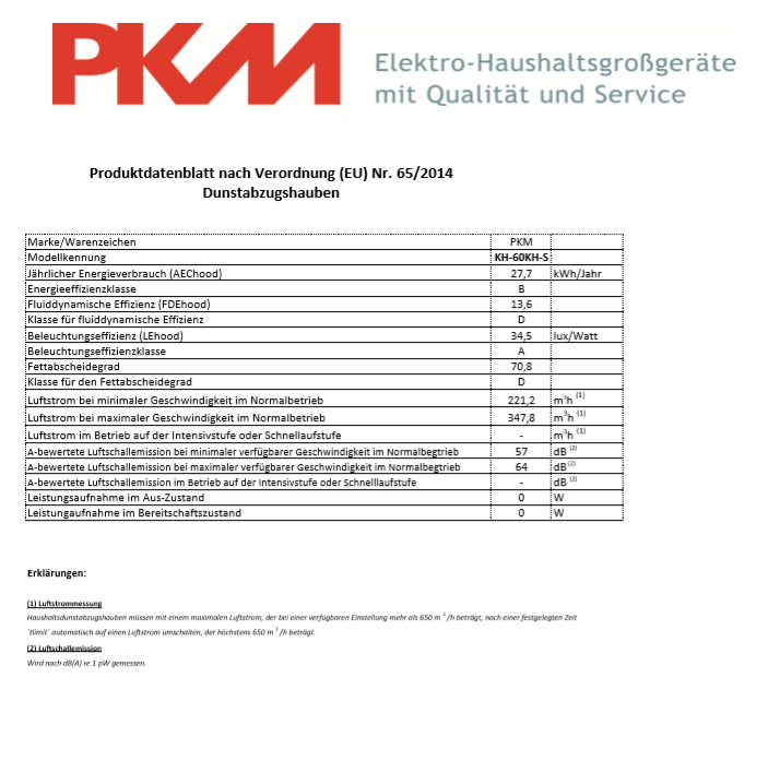 PKM Kaminabzugshaube KH-60KH-S 60 cm Edelstahl Dunstabzugshaube Wandesse