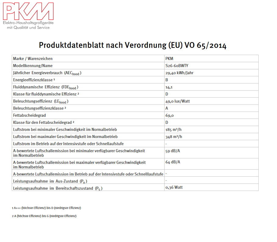 PKM Kopffreihaube S26-60 BWTY - 60cm, weiß, Glas, LED, Dunstabzugshaube