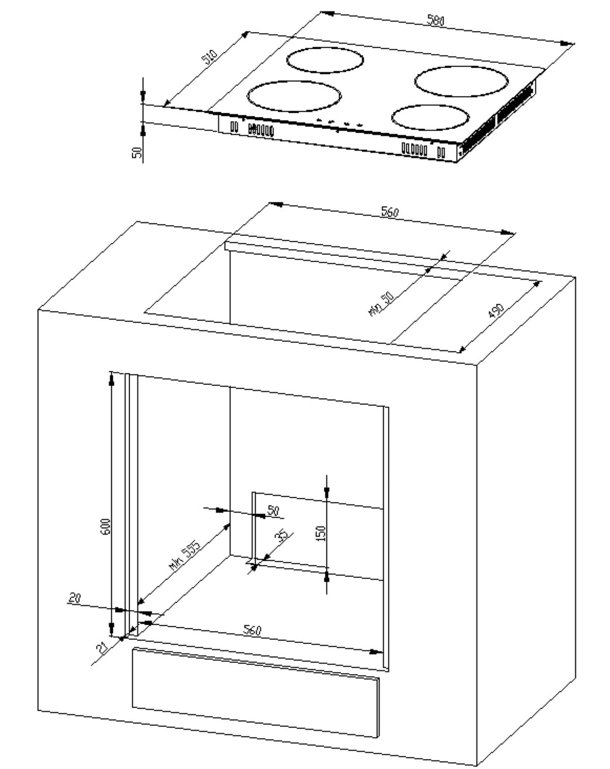 PKM Elektro-Herd-Set KH-BIC7-2KB-GK-IX mit Ofen und Glaskeramikkochfeld
